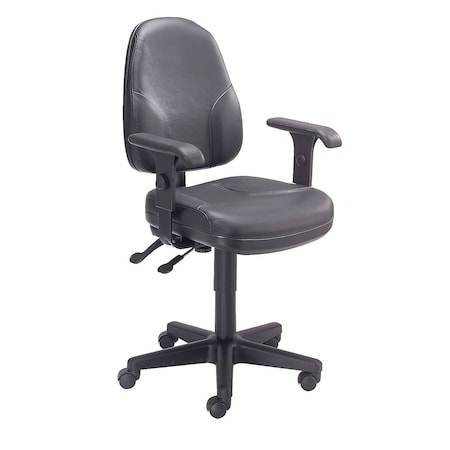 Interion By Global Industrial Interion Task Chair With Mid Back & Adjustable Arms, Leather, Black 506797